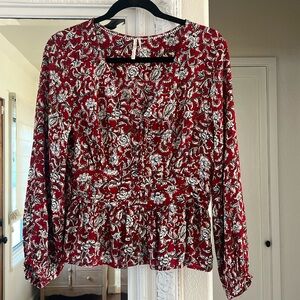Anthropologie Feather Bone Floral Blouse sz US 8 / M